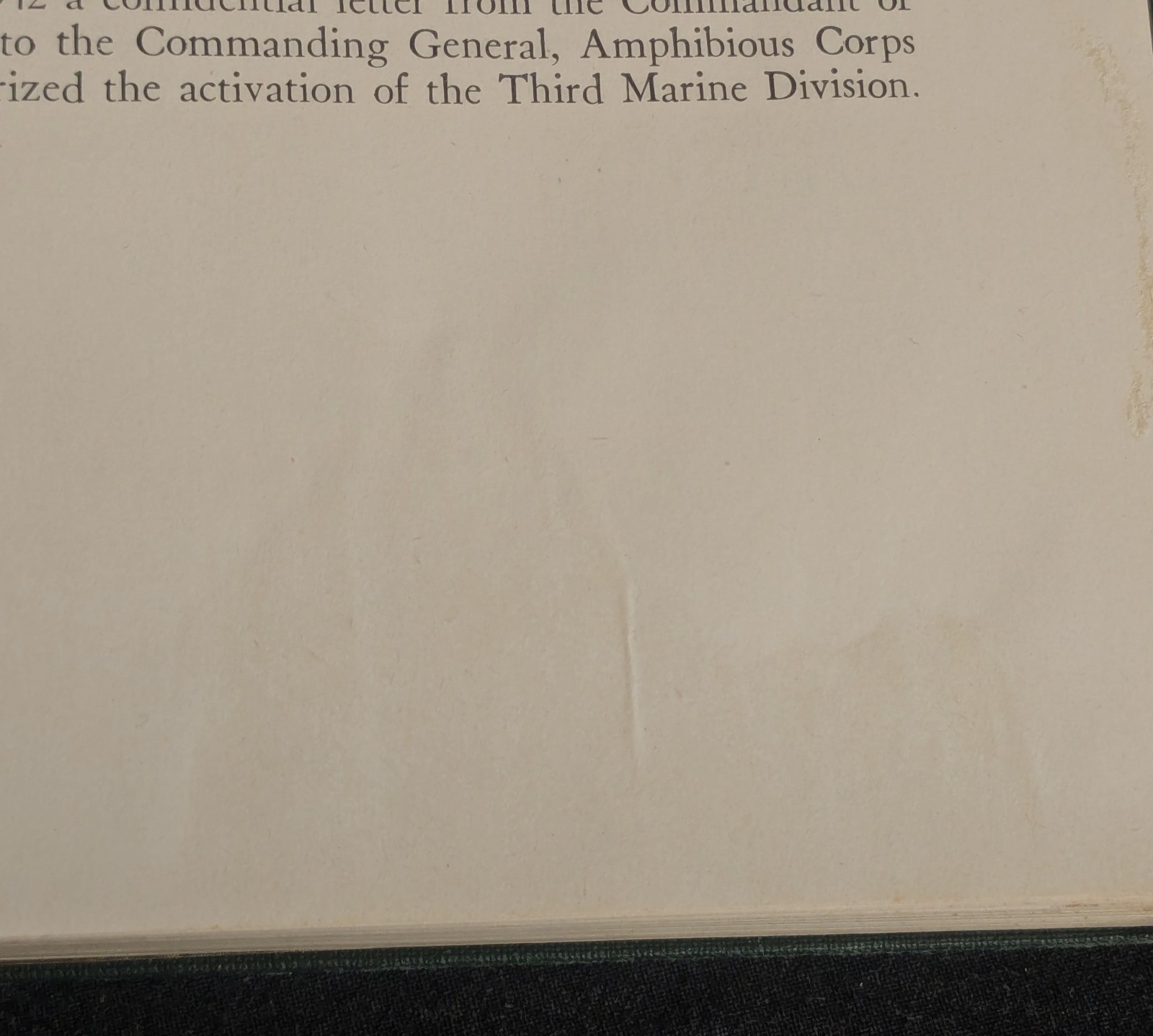 SIGNED BY GENERAL ALLEN HAL TURNAGE The Third Marine Division 1948 First Edition