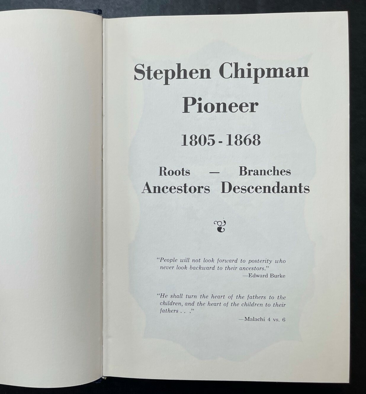 Stephen Chipman Pioneer 1805-1868 Limited Ancestors Descendants Genealogy Dean W