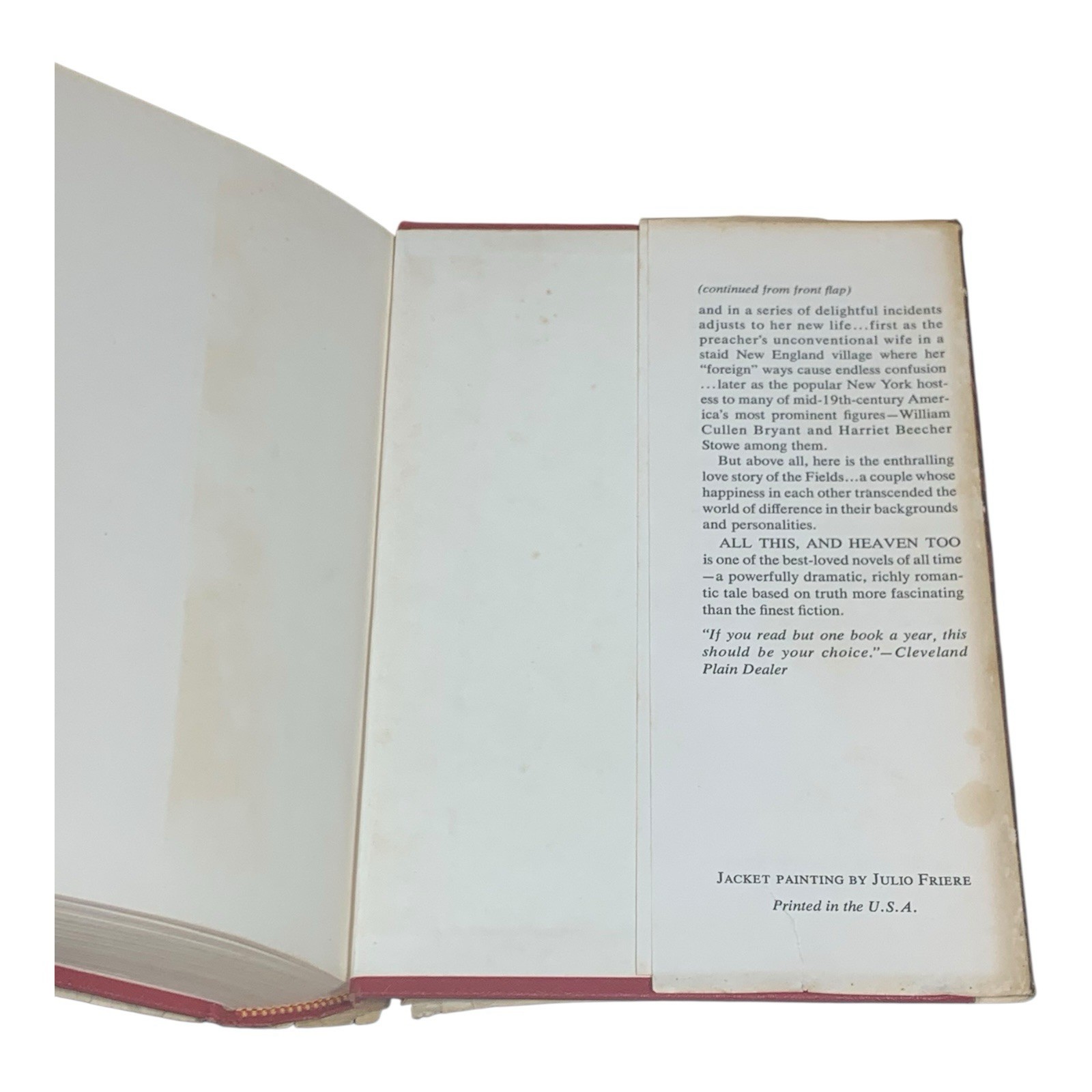 All This, and Heaven Too by Rachel Field (1938 Hardcover with DJ) BCE Bppk Club