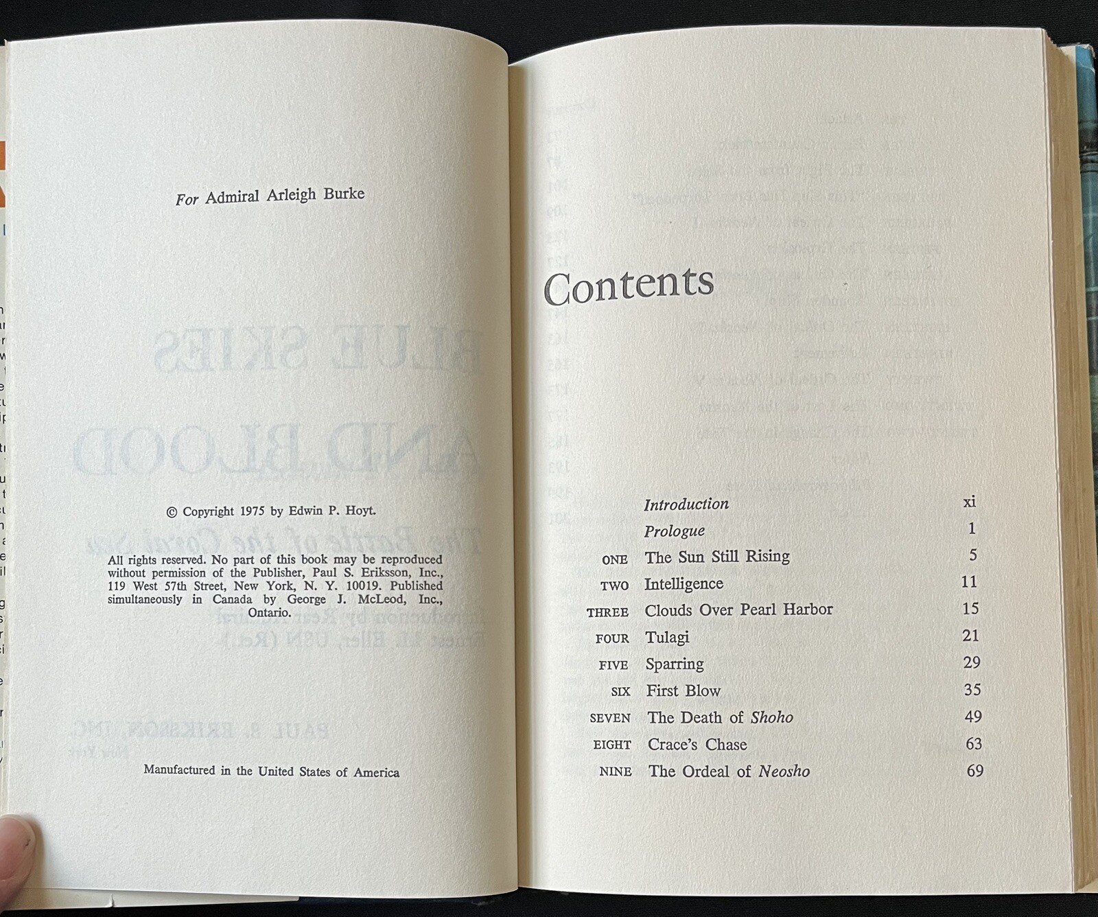 Blue Skies & Blood: Battle of the Coral Sea by Edwin Hoyt—1975—HC/DJ/Illustrated