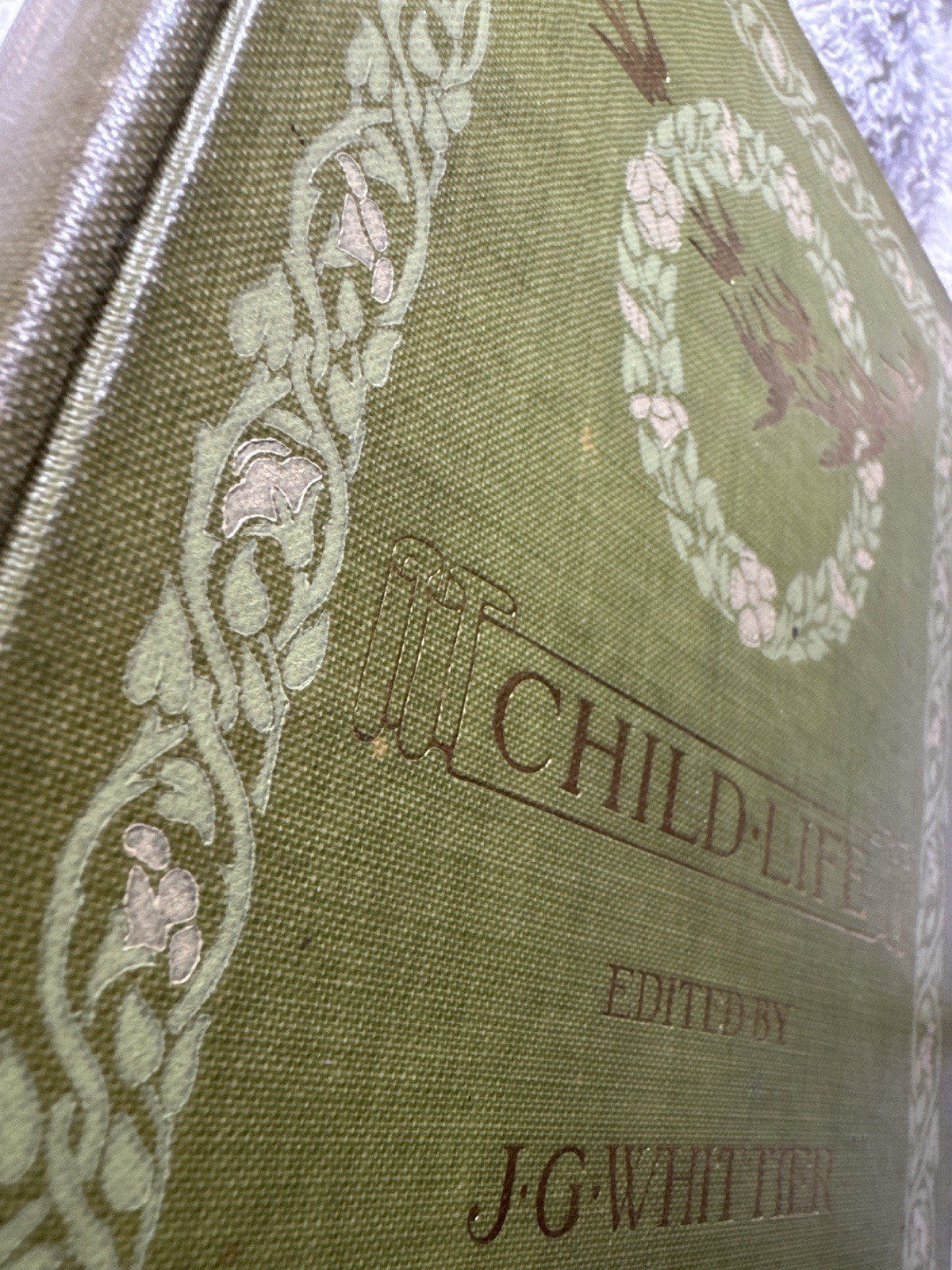 Stunning 1871 Child Life – John Greenleaf Whittier Antique Victorian Poetry Book