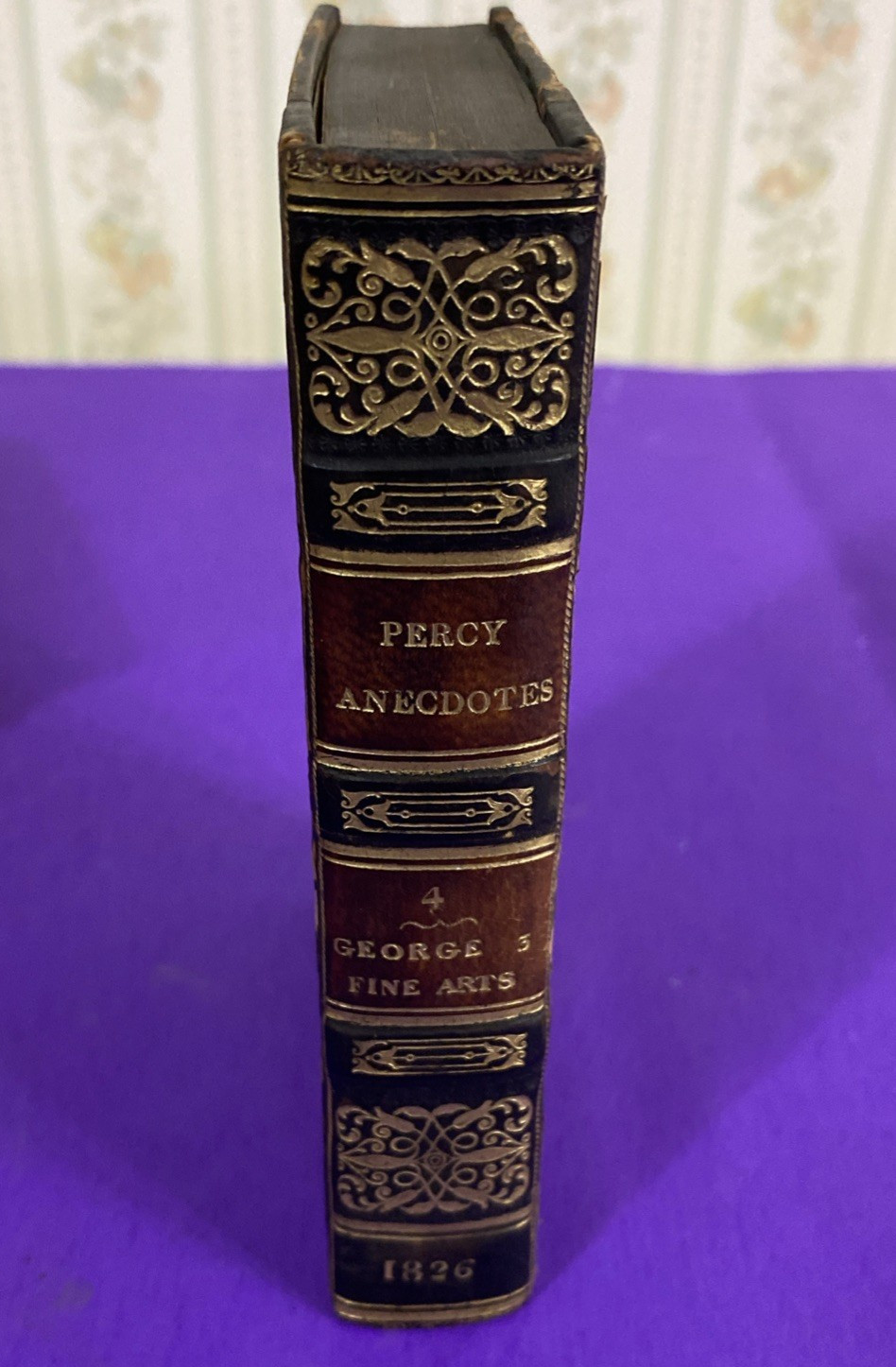 1826 Percy Anecdotes Vol IV George III Fine Arts Lawrence Leather Book