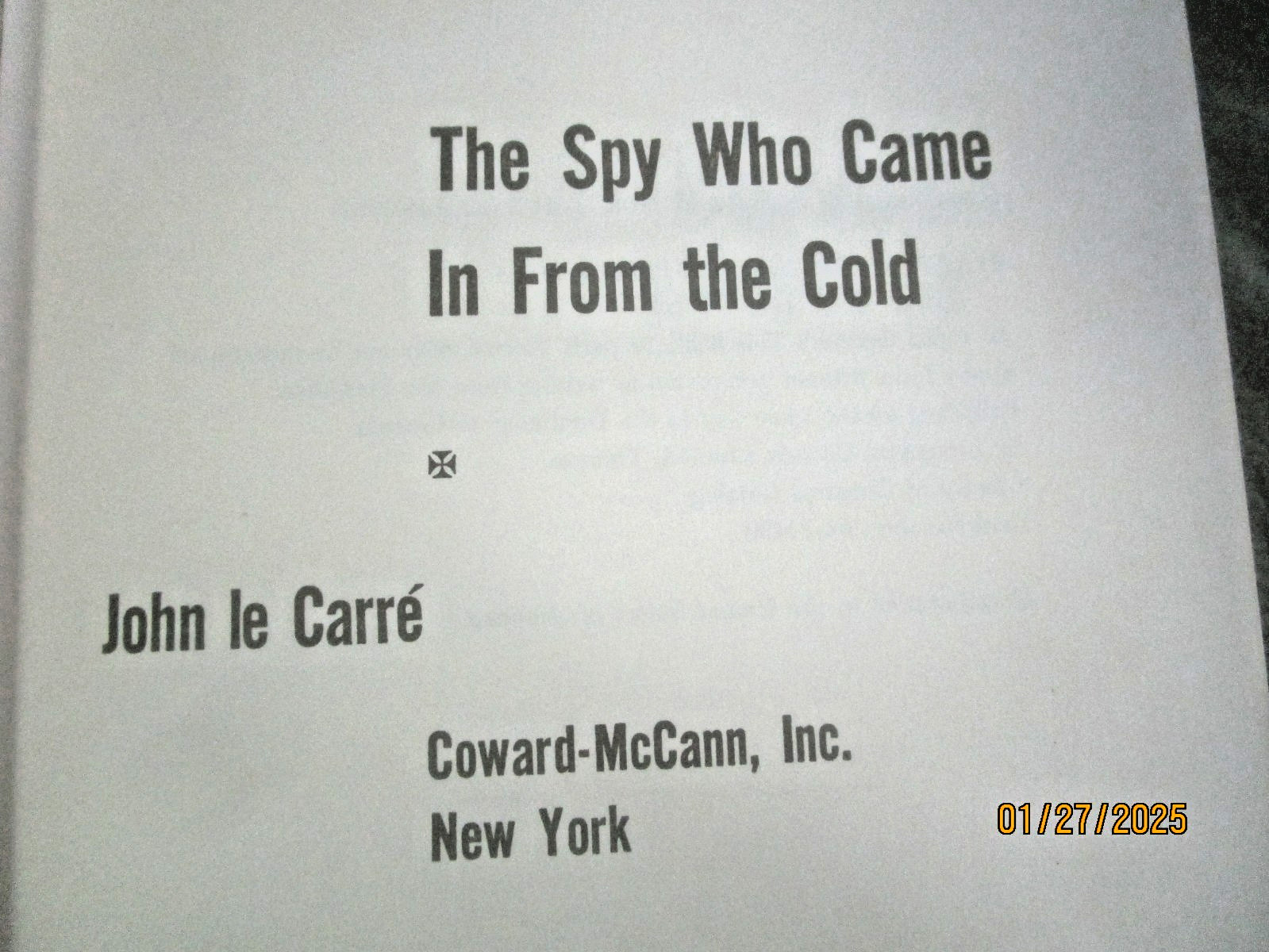 THE SPY WHO CAME IN FROM THE COLD, John Le Carre (stated 1964 HB 1st, VG++)