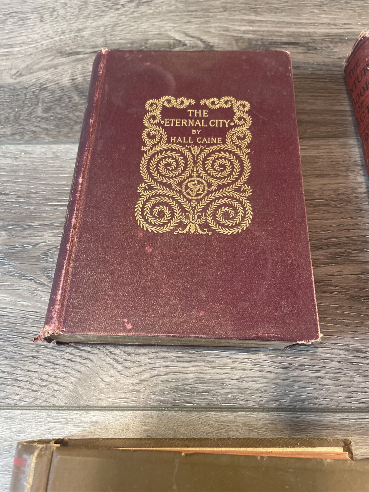 Lot of 4 Vintage Brown Earth Tone Old Book Decor Staging Antique Prop Decorative