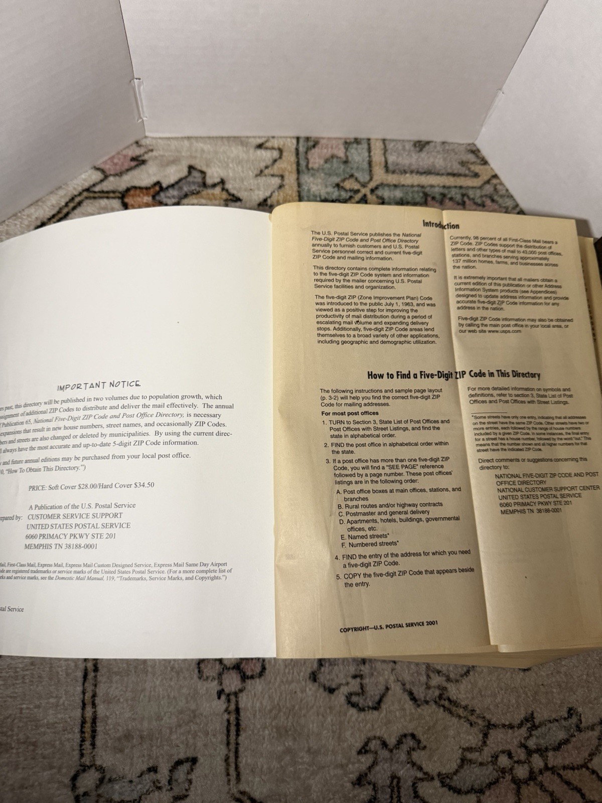 USPS 2001 National Five Digit Zip Code Post Office Directory Paperback