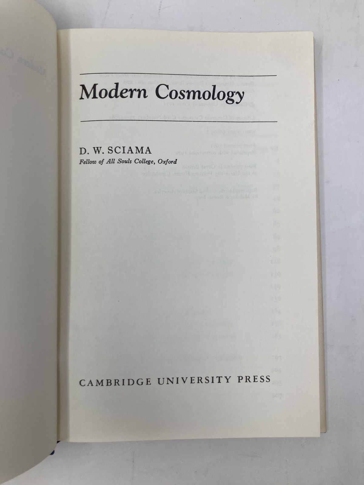 Modern Cosmology by D W Sciama First 1st Edition VG HC 1971