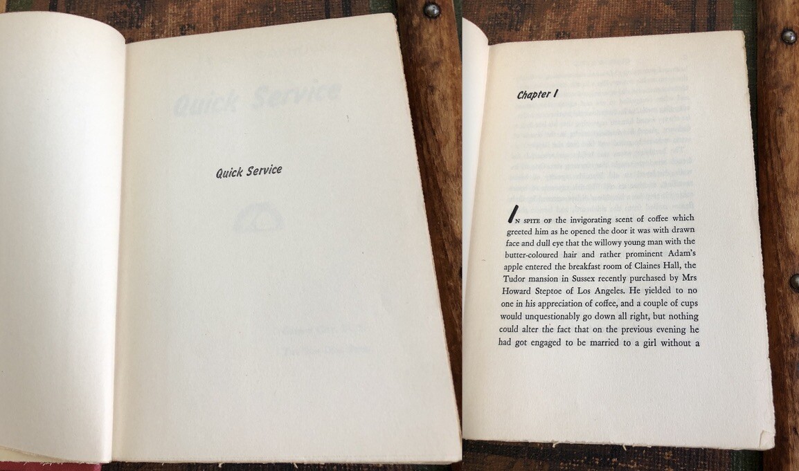 RARE PG WODEHOUSE QUICK SERVICE SUN DIAL PRESS USA 1941 ED HC DJ CLEAN NO MARKS