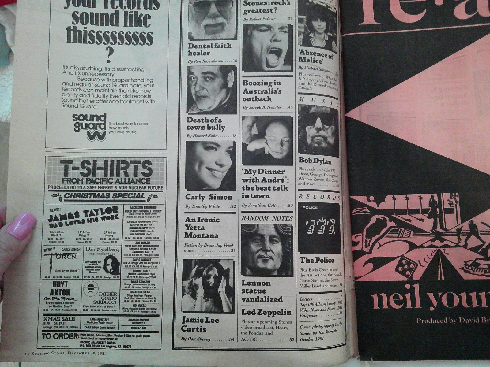 Rolling Stone Magazine Issue 358, December 10, 1981 Carly Simon, Rolling Stones