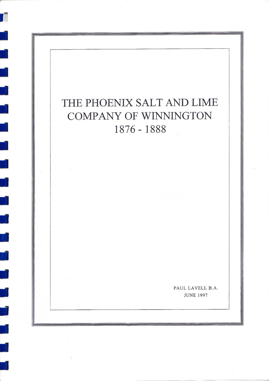 Winnington Phoenix Salt & Lime Company 1876-1888 History Brunner Mond RARE