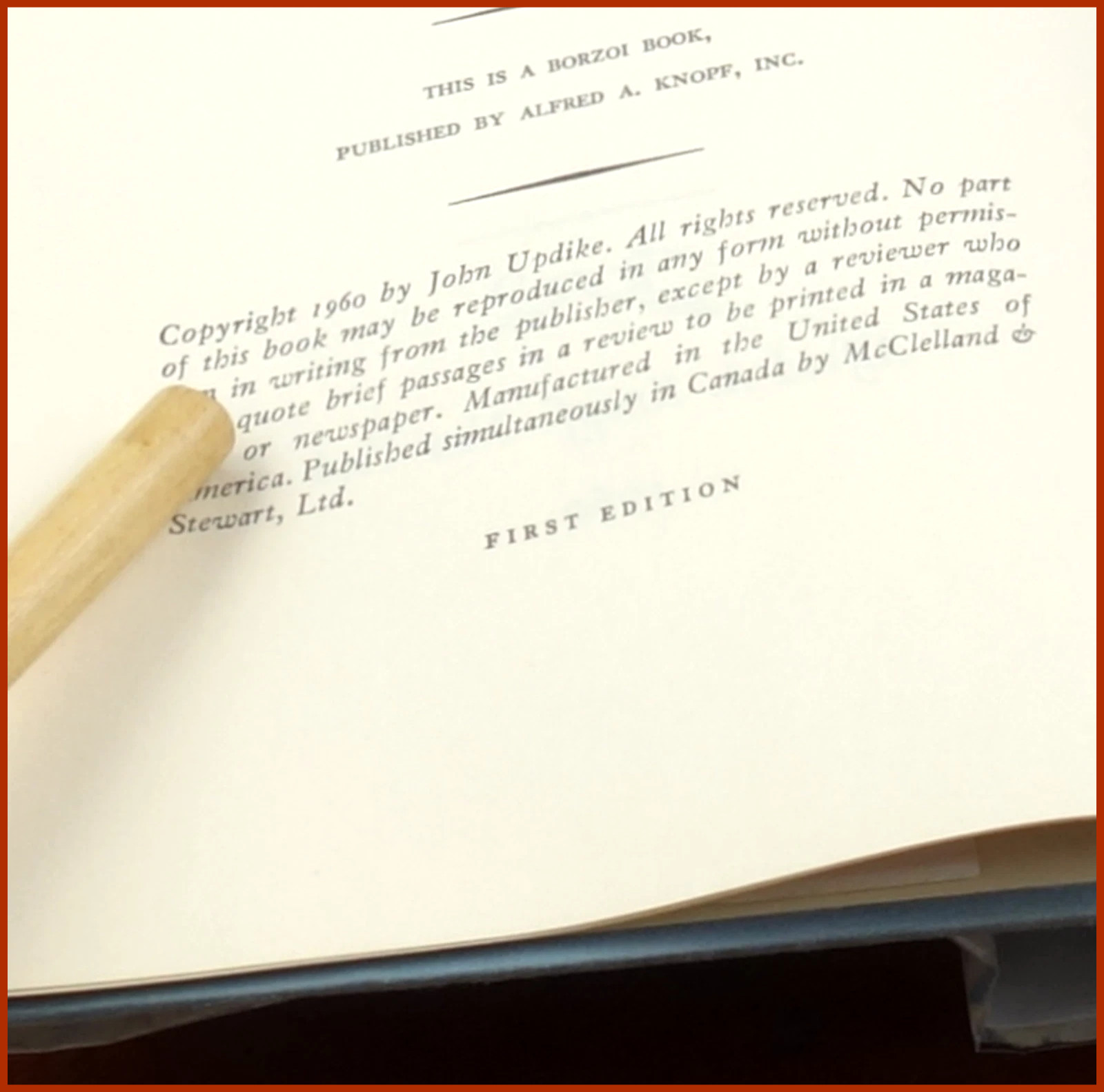 RABBIT, RUN, John Updike, 1ST EDITION & PRINTING, Knopf, 1960