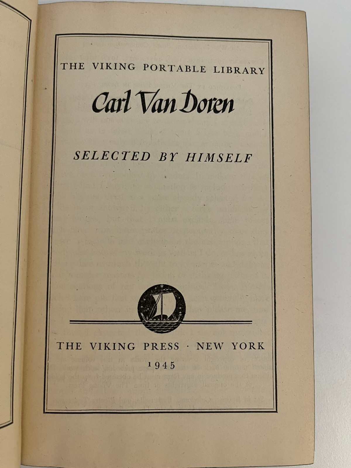 The Viking Portable Library Carl Van Doren – Viking Press 1945 1st Ed. HCDJ