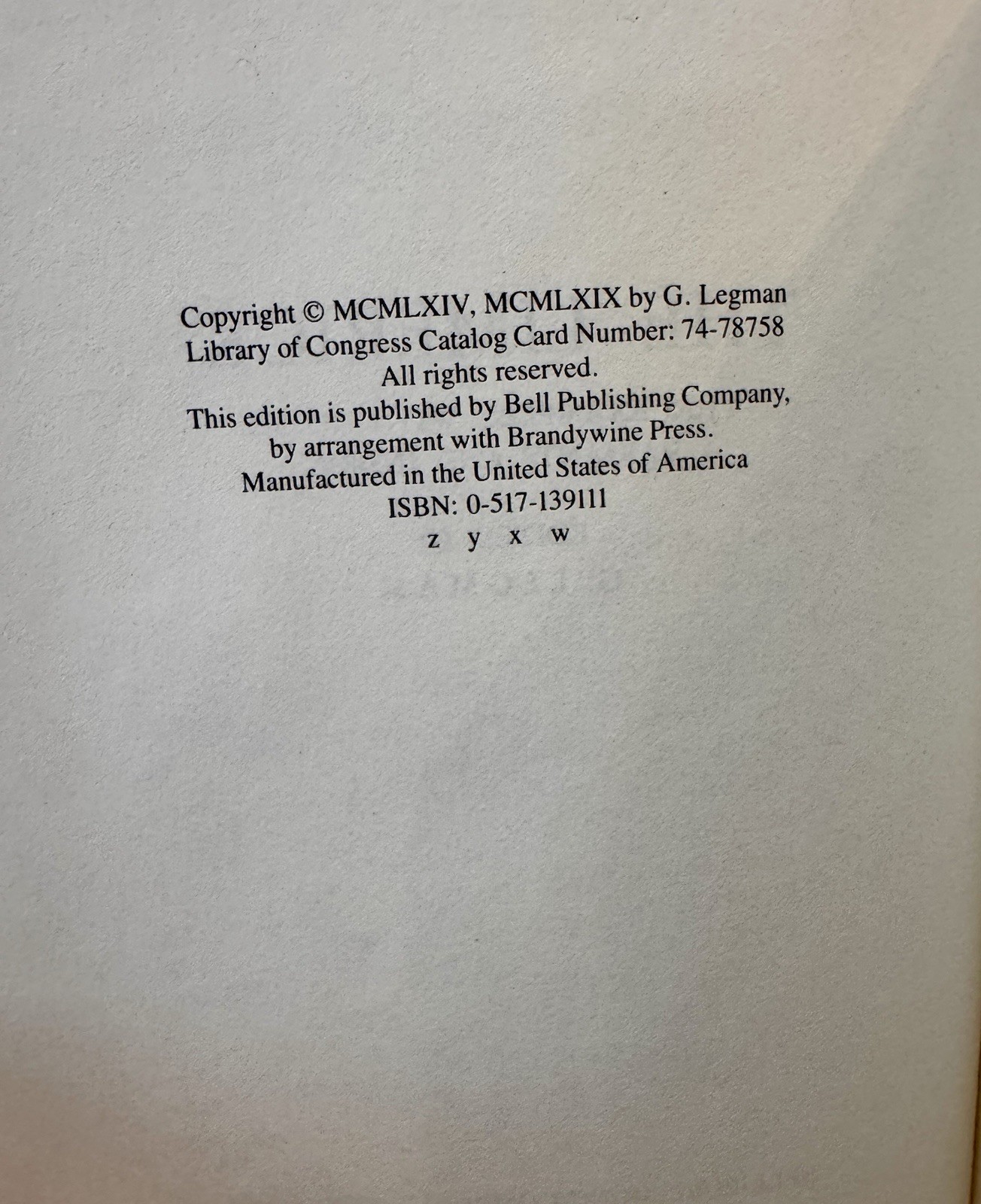 The Limerick: 1700 Examples with Variants and Index by G. Legman 1969 HC/DJ