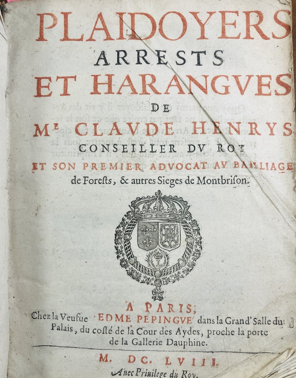 Montbrison 1658 Original Edition Law & Family Law Pleidoirie by Avocat