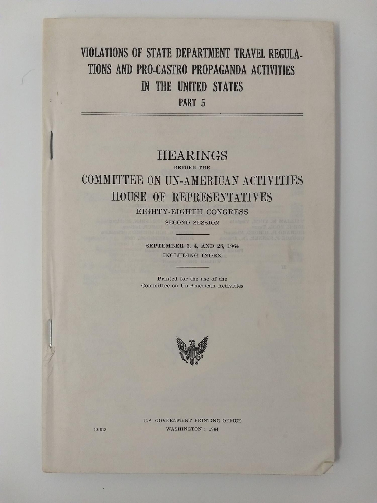U S House of Representatives / VIOLATIONS OF STATE DEPARTMENT TRAVEL