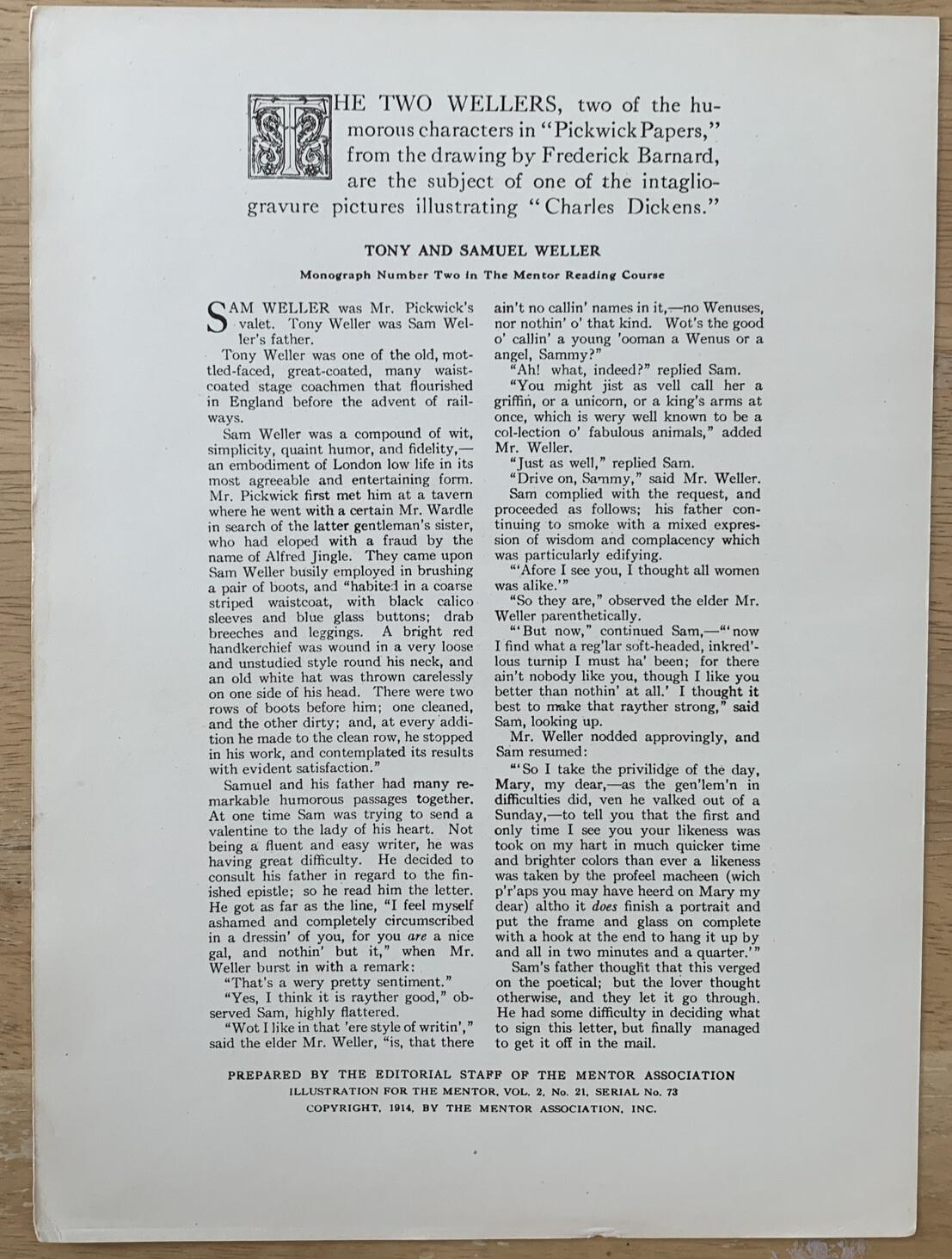 “The Two Wellers” By Frederick Barnard Mentor Gravures December 1914 Print