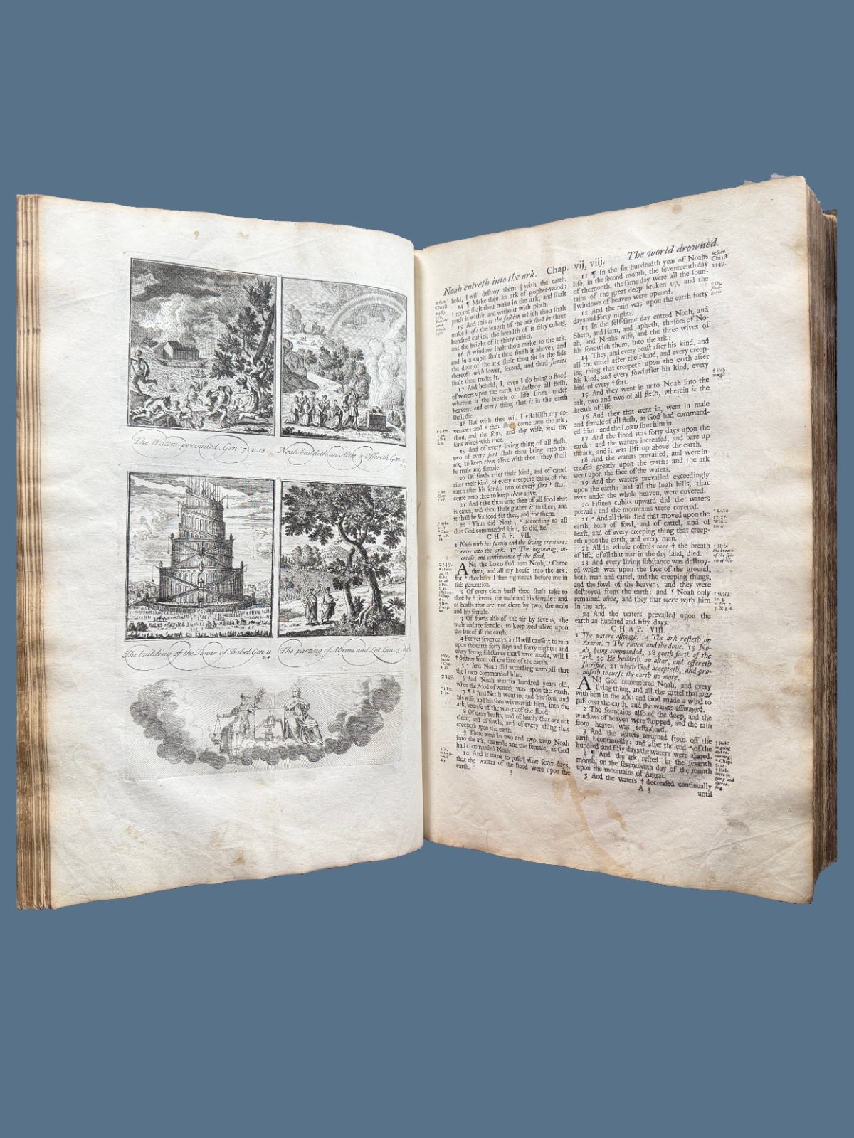 1715 Extra Illustrated Pulpit Folio King James Bible in Stunning Period Binding