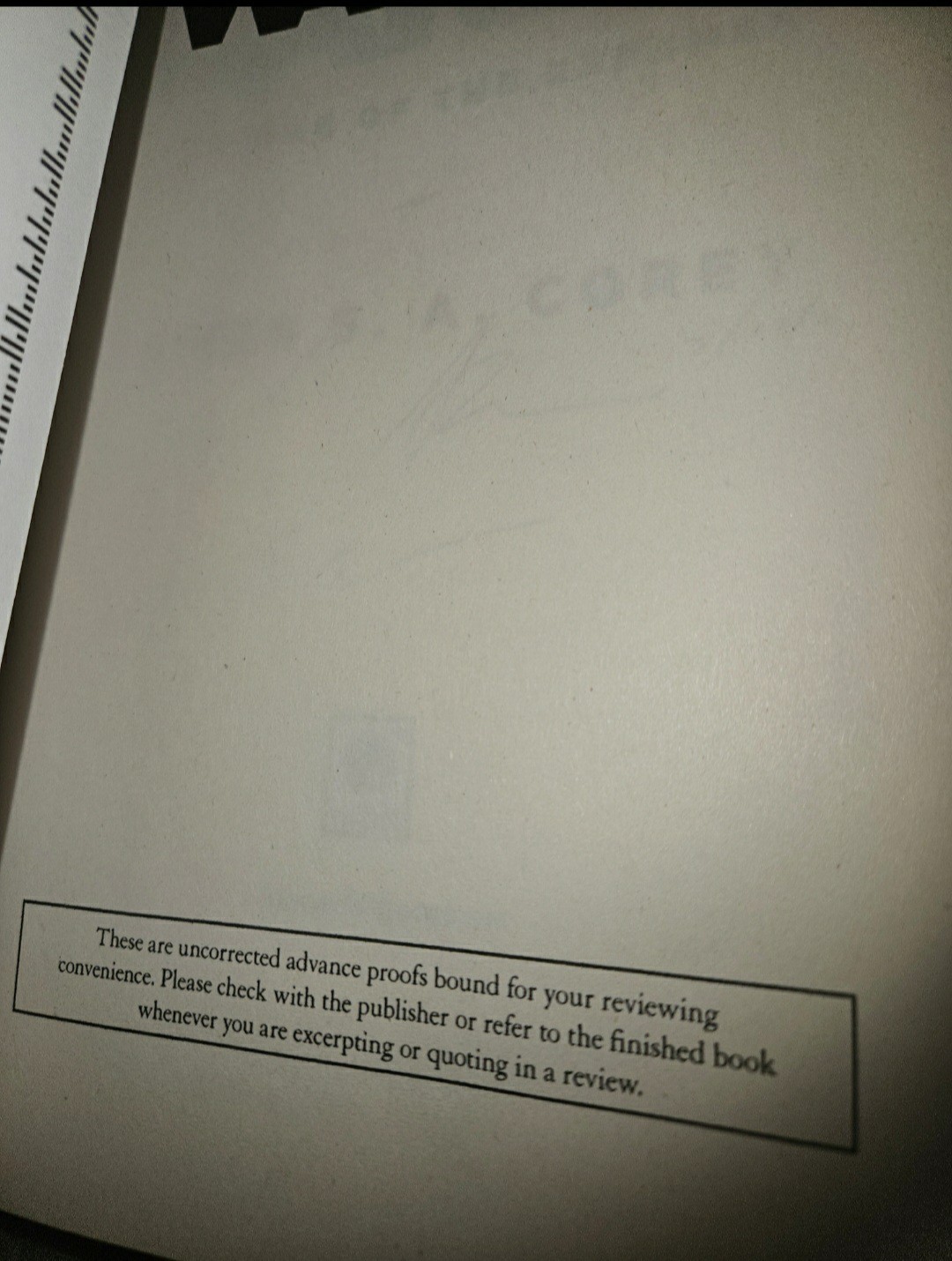 SIGNED PROOF/ARC LEVIATHAN WAKES James S A Corey Expanse not Subterranean Press
