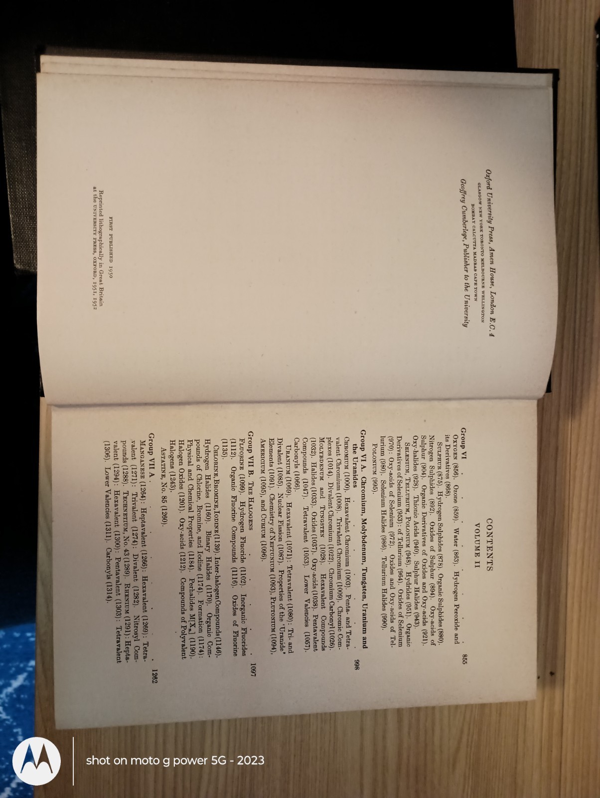 Chemical Elements and Their Compounds Book Vol 1 – Sidgwick – 1952 – Oxford