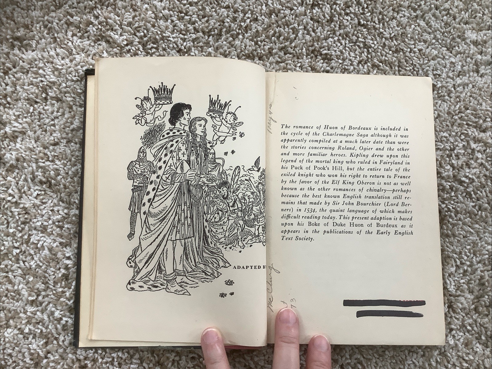 Huon of the Horn by Andre Norton; Vintage HC; Fmr Library copy missing title pg