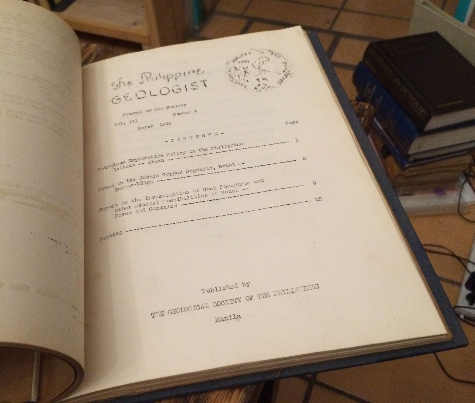 The Philippine Geologist: Journal of the Society Volume 3, Nos.1-4 1949 BOUND