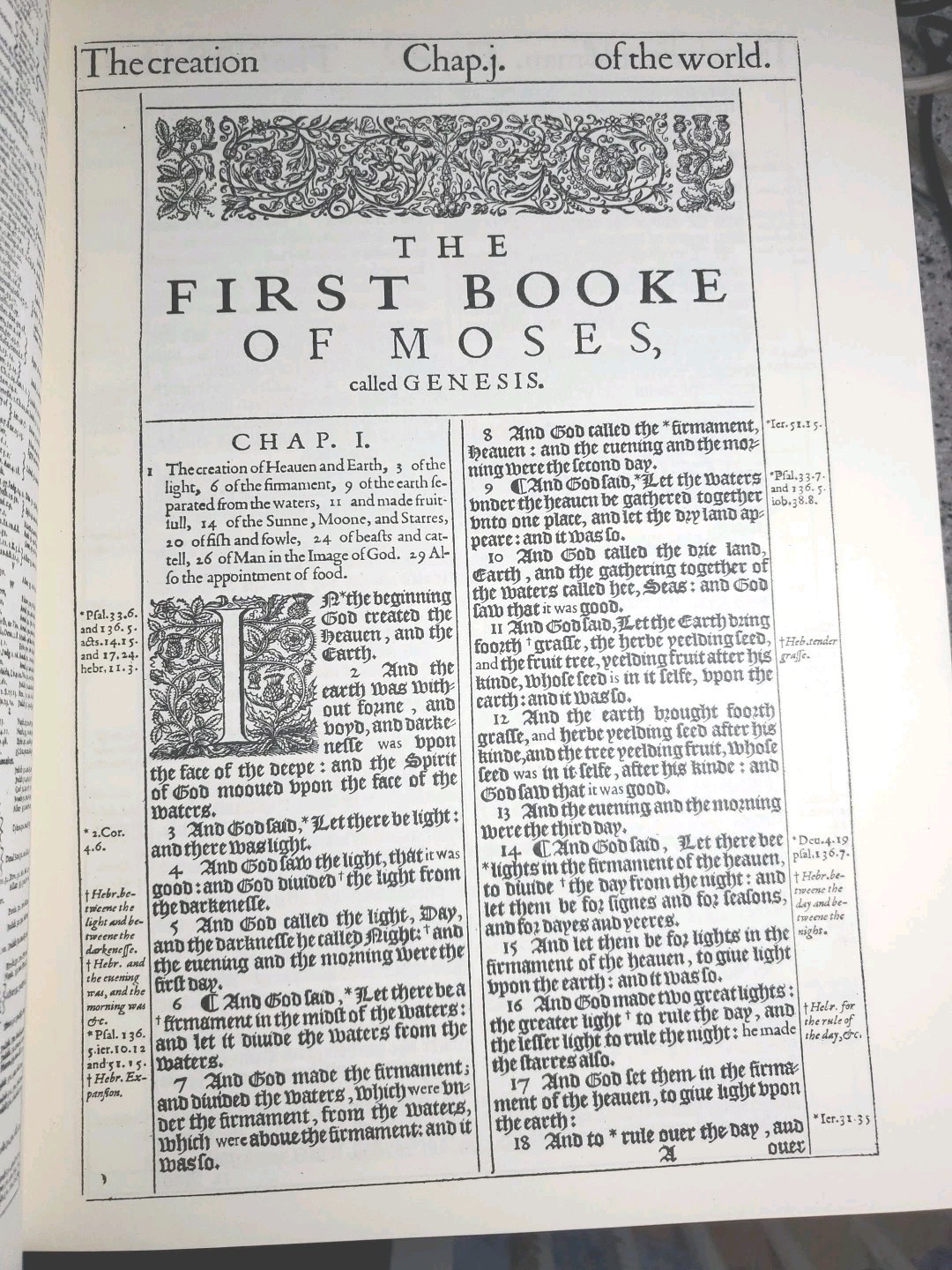 1611 King James Bible Facsimile + Original Leaf 1st Chronicles , 9″ X 11 X 3.5″