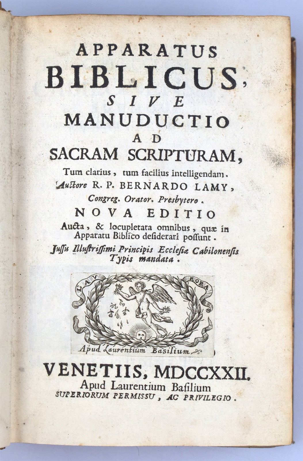 Lamy, Apparatus biblicus. Venice 1722.