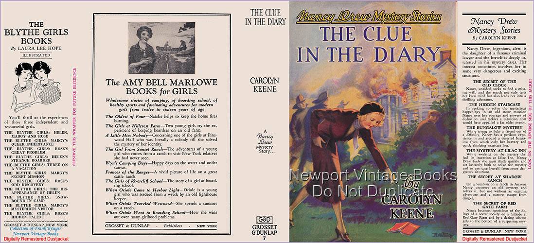 Nancy Drew #7 THE CLUE IN THE DIARY 1932 A-1 1st Printing Grosset Remastered DJ