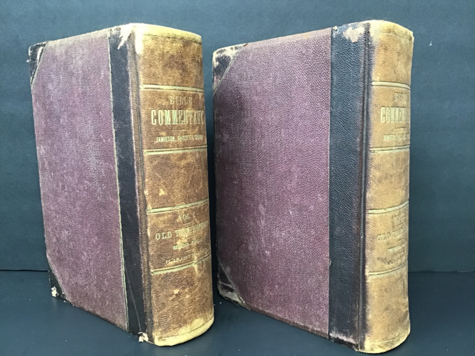 Antique Bible Commentary Set Vol 1 & Vol 2 Jamieson Fausset Brown Hardcover 1884