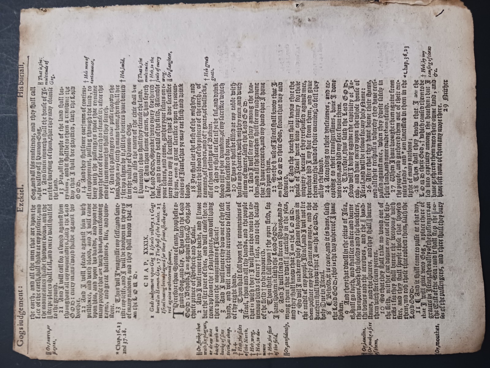 Original 1614 King James Bible Leaf 235 Ezekiel 37:17 to 39:28