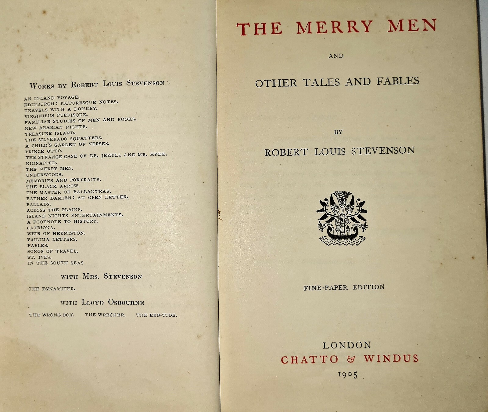 Robert Louis Stevenson The Merry Men Other Tales Fables 1905 Hardback Book 102