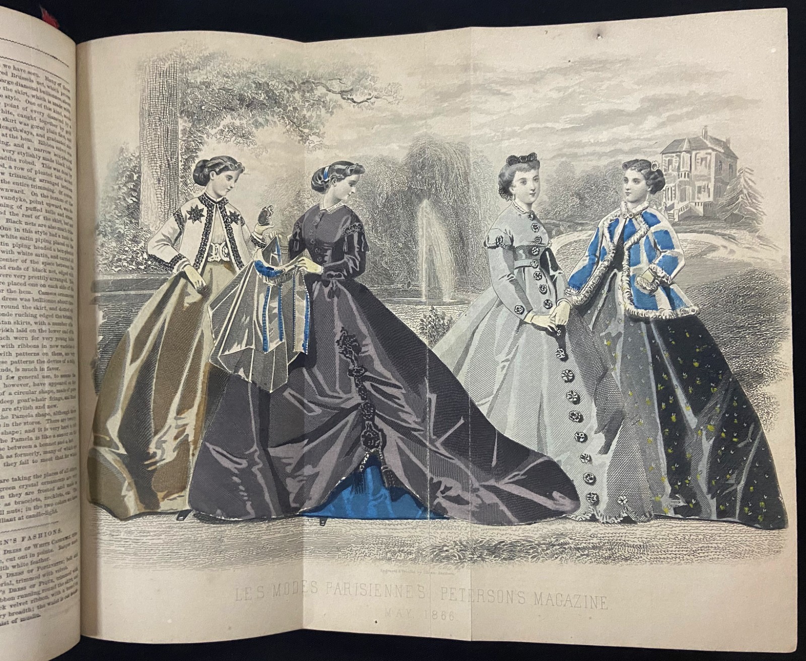 1866 PETERSON’S MAGAZINE Victorian Fashion 11 HAND COLORED PLATES Antique Book