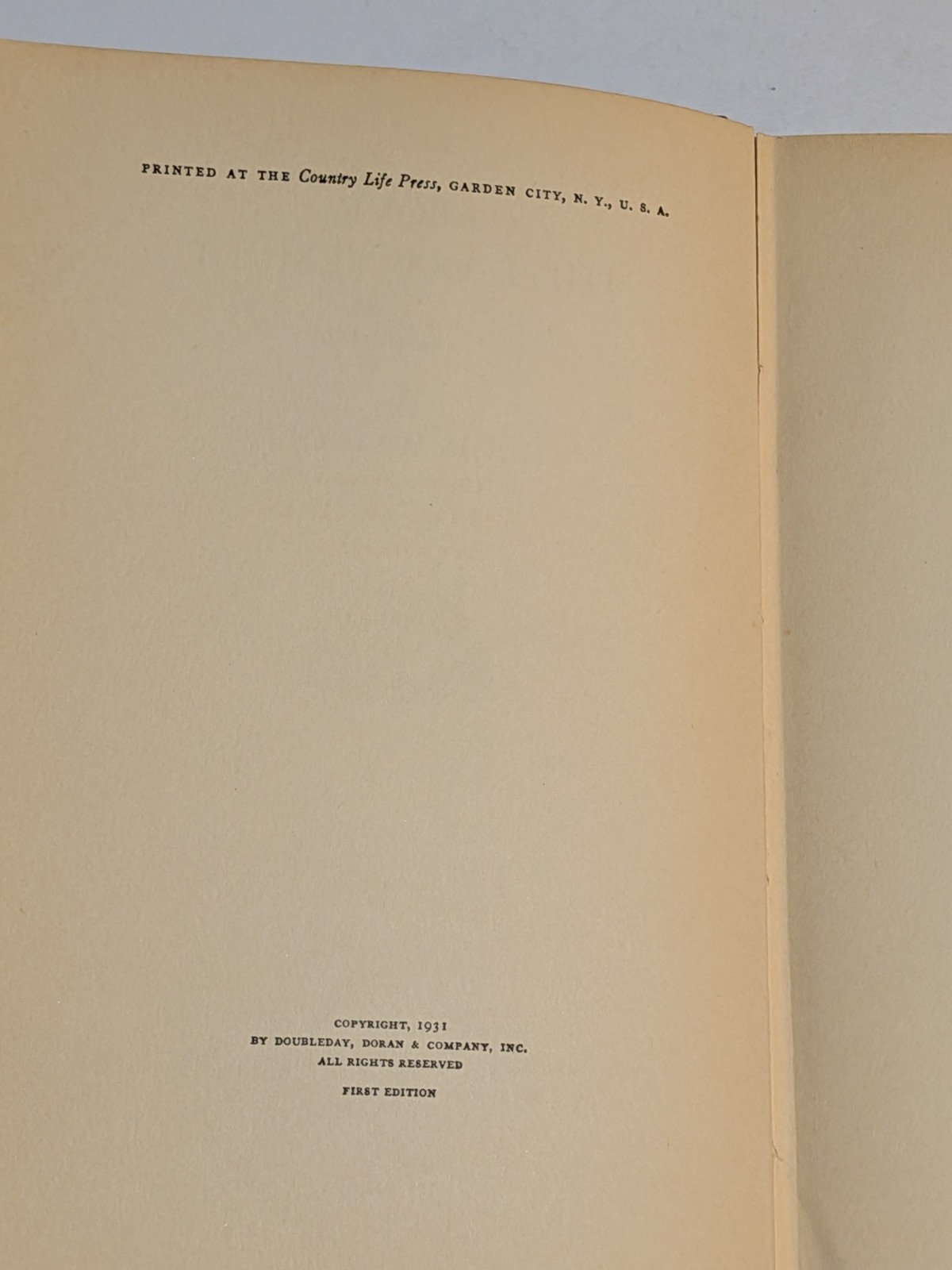1931 Above the Dark Tumult Hugh Walpole Stated First Edition Doubleday HC