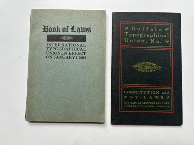 TYPOGRAPHICAL UNION CONSTITUTIONS 1901 & 1904 Typesetters INDIANAPOLIS & BUFFALO