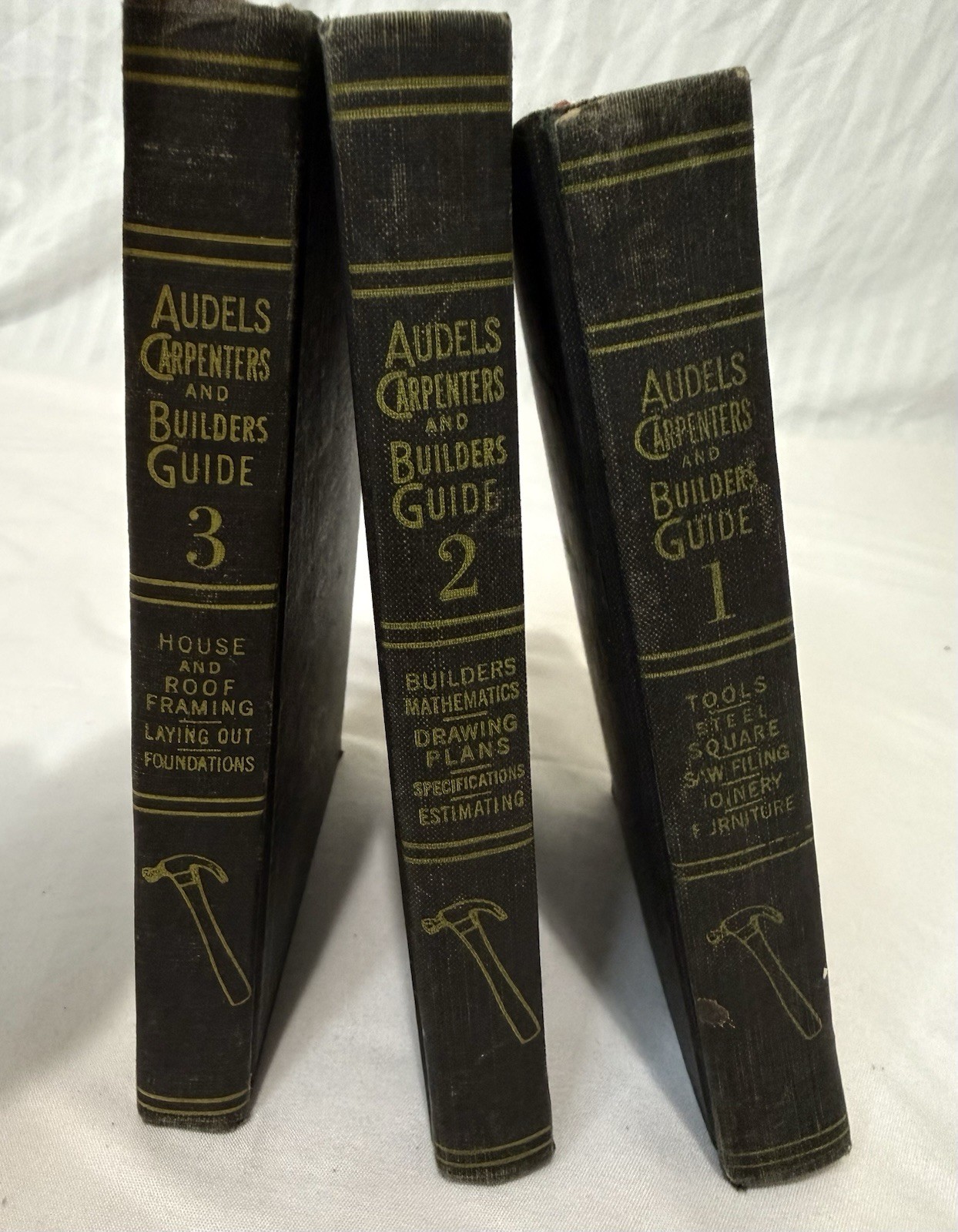 Antique Audels Carpenters and Builders Guide Vol 1-3 Complete Set Vintage