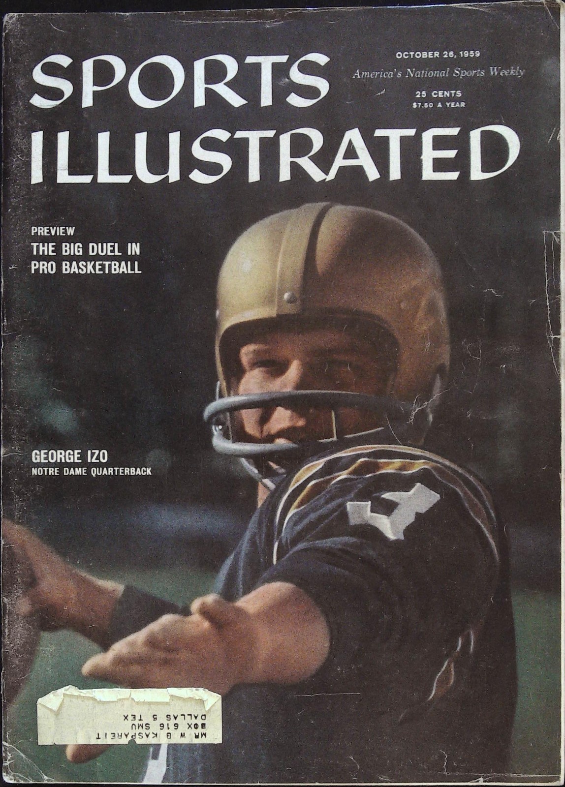 Sports Illustrated Magazine October 26, 1959 George Izo Notre Dame QB!