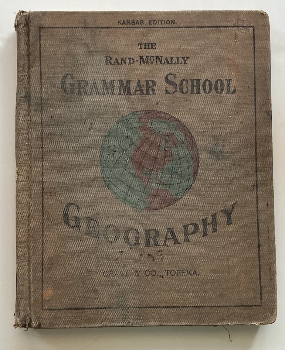ANTIQUE BOOK RAND MCNALLY GRAMMAR SCHOOL GEOGRAPHY BY W/ MAPS KANSAS ED 1895