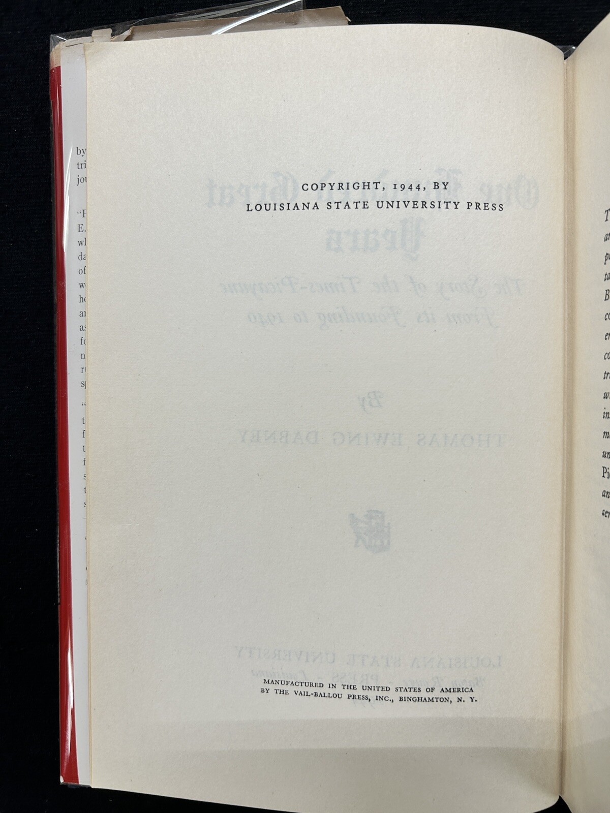 One Hundred Great Years Story of the TIMES-PICAYUNE Dabney 1944 HCDJ Louisiana