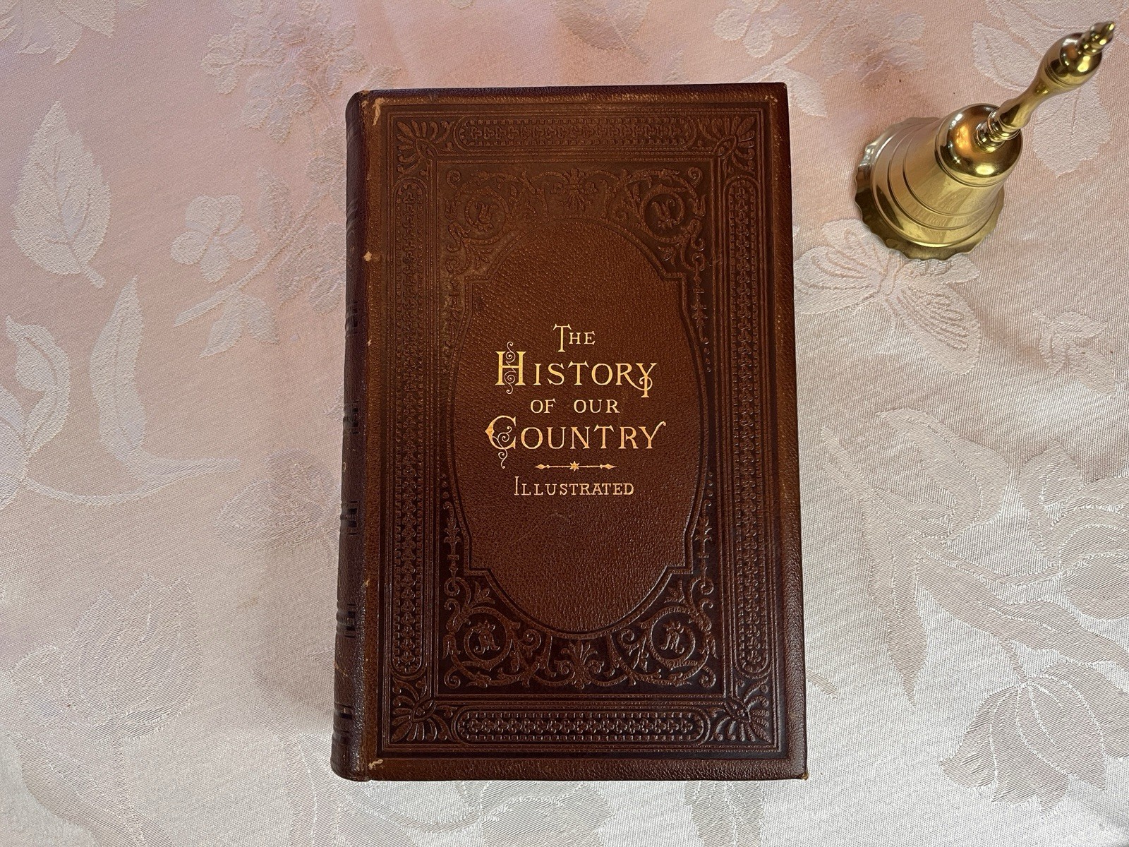 1875 Antique Leather History of Our Country Abby Sage Richardson Illustrated Cen
