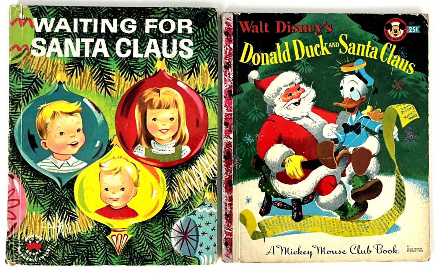 WAITING FOR SANTA CLAUS & DONALD DUCK & SANTA ~ Little Golden & Wonder Book set
