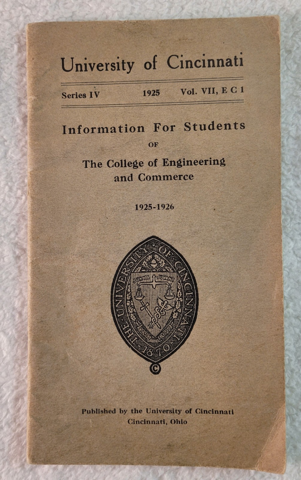 1925 University of Cincinnati Information For Students Handbook Booklet Bearcats