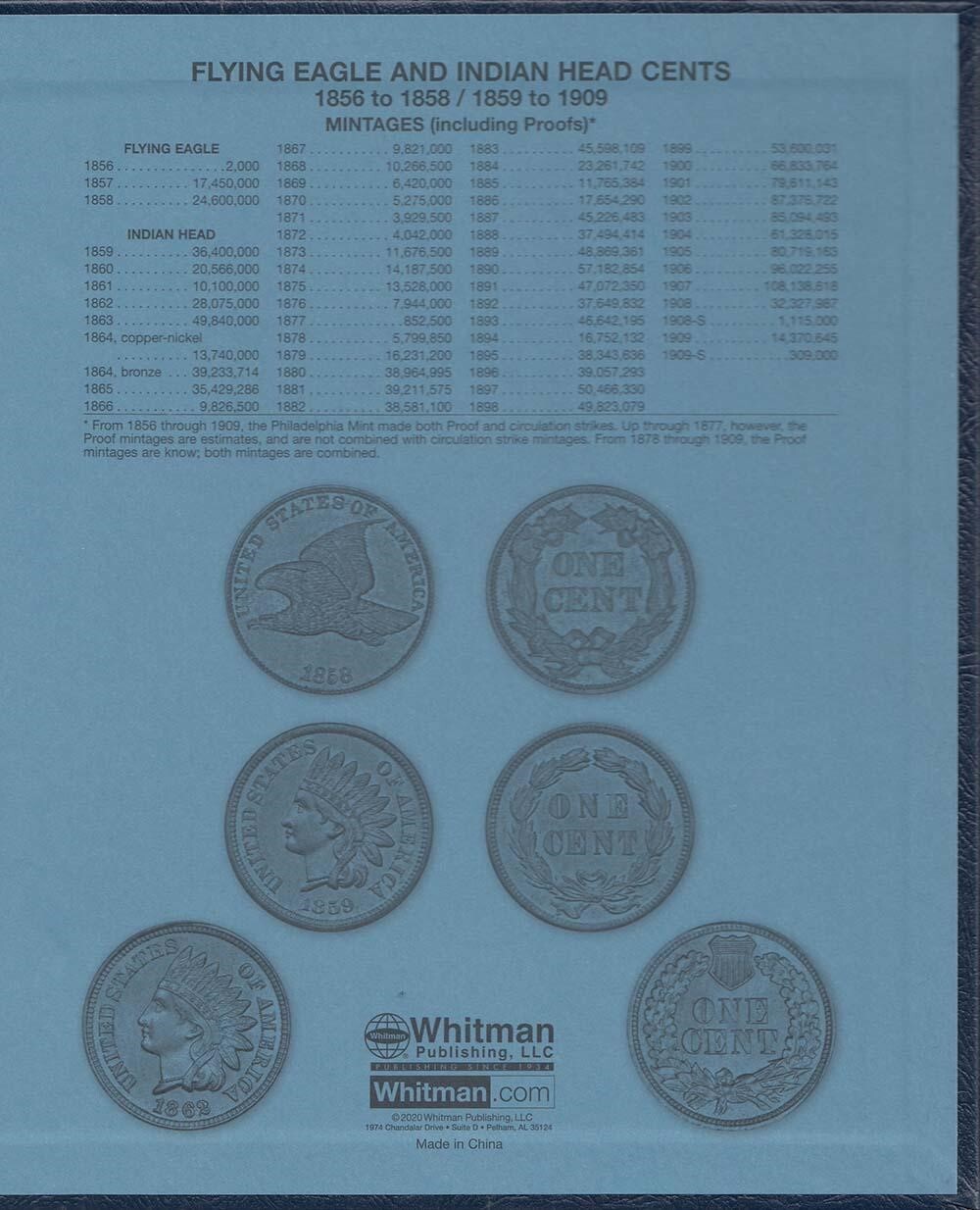 Indian Cents 1856-1909 Coin Album Whitman Classic 9111 New Penny Album Free S&h