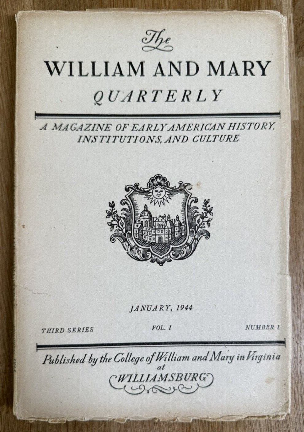 1944 William & Mary Quarterly V1 #1 US History Virginia Charles McLean Andrews