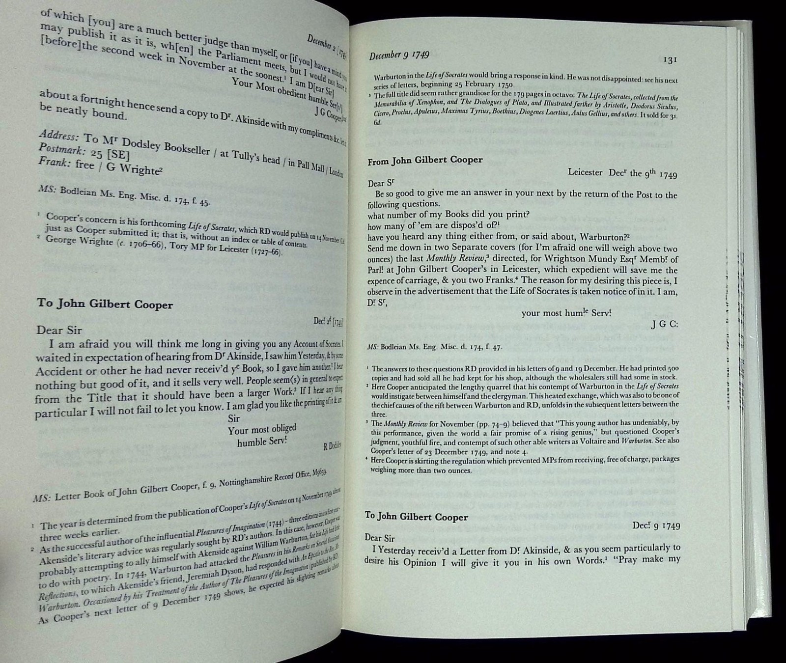 James E Tierney / The Correspondence of Robert Dodsley 1733-1764 1988