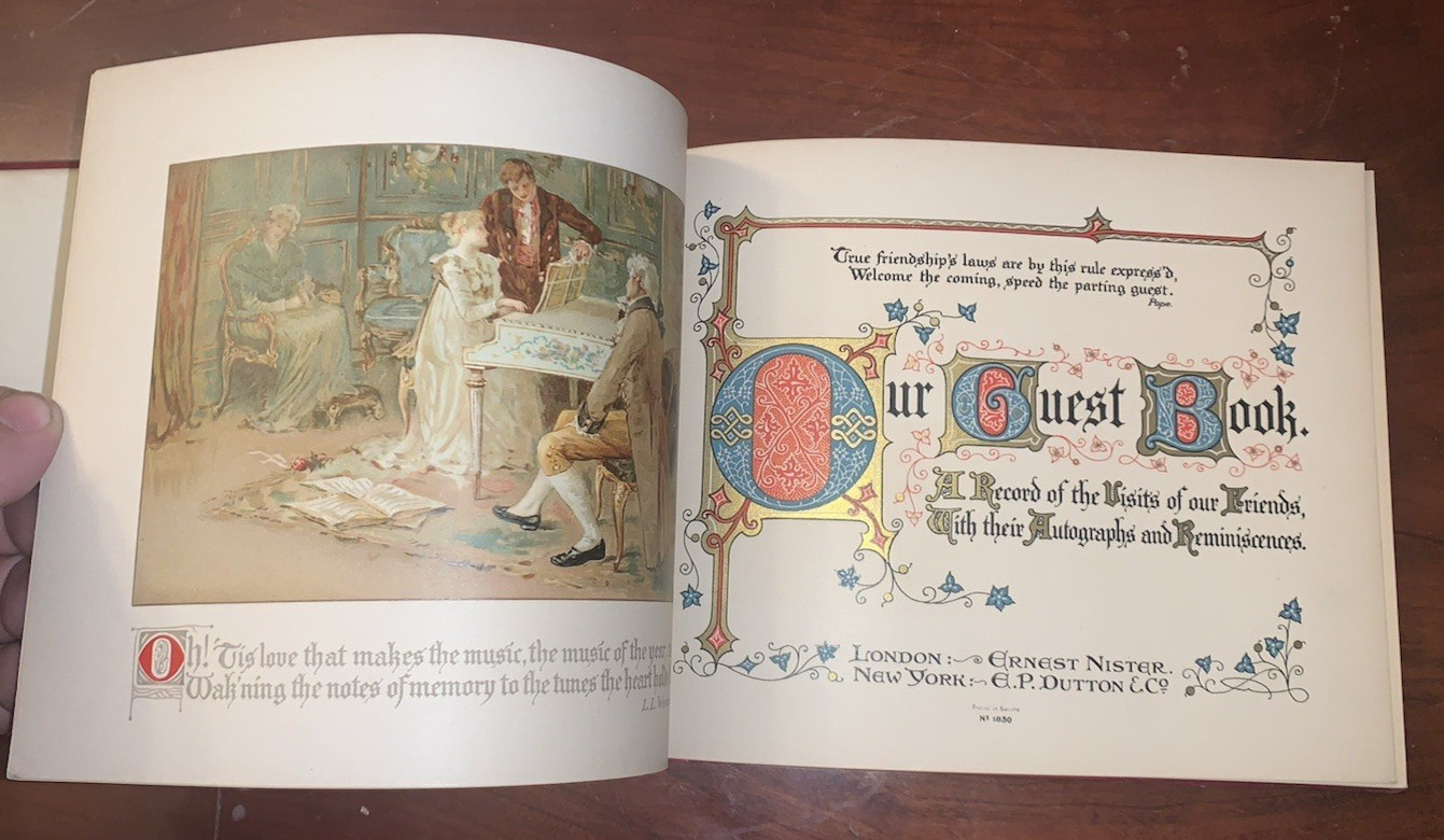 Our Guest Book Ernest Nister E.P. Dutton & Co. Chromolitho Vintage circa 1900