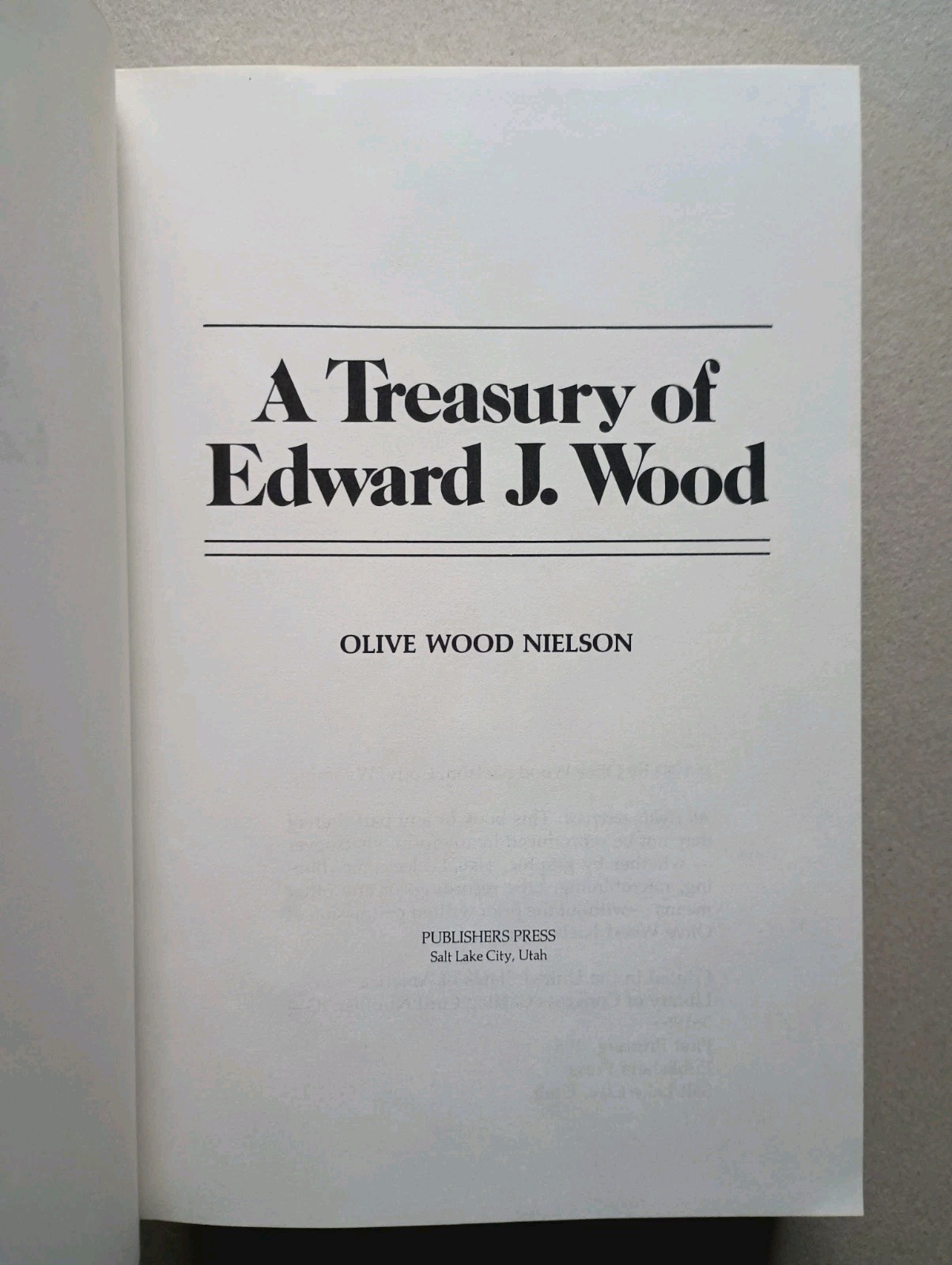 A Treasury of Edward J. Wood (1983) Olive Wood Nielson First Printing HC