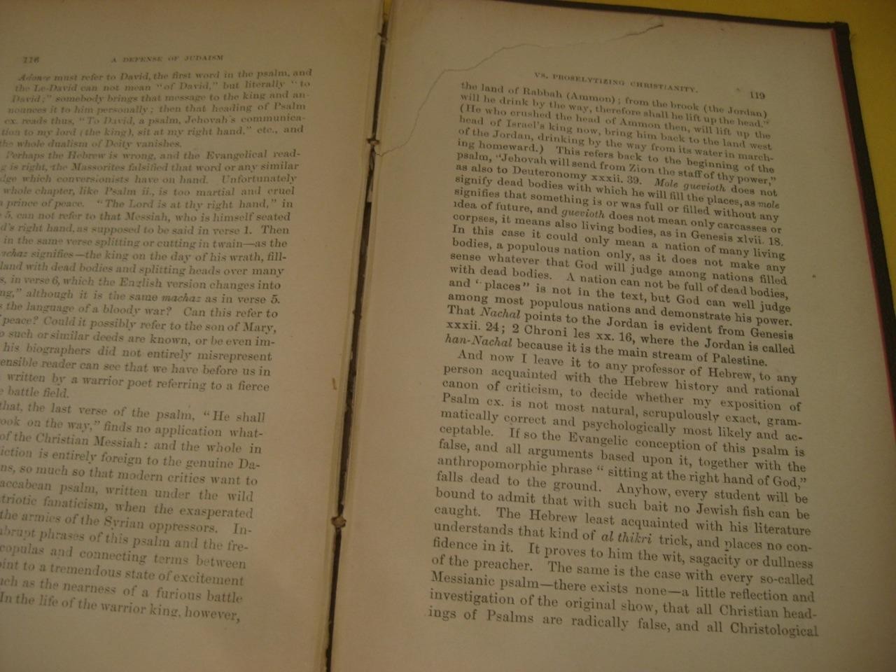1889 Cincinnati/Chicago 1ST EDI. ISAAC MAYER WISE – A Defense of Judaism – Damag