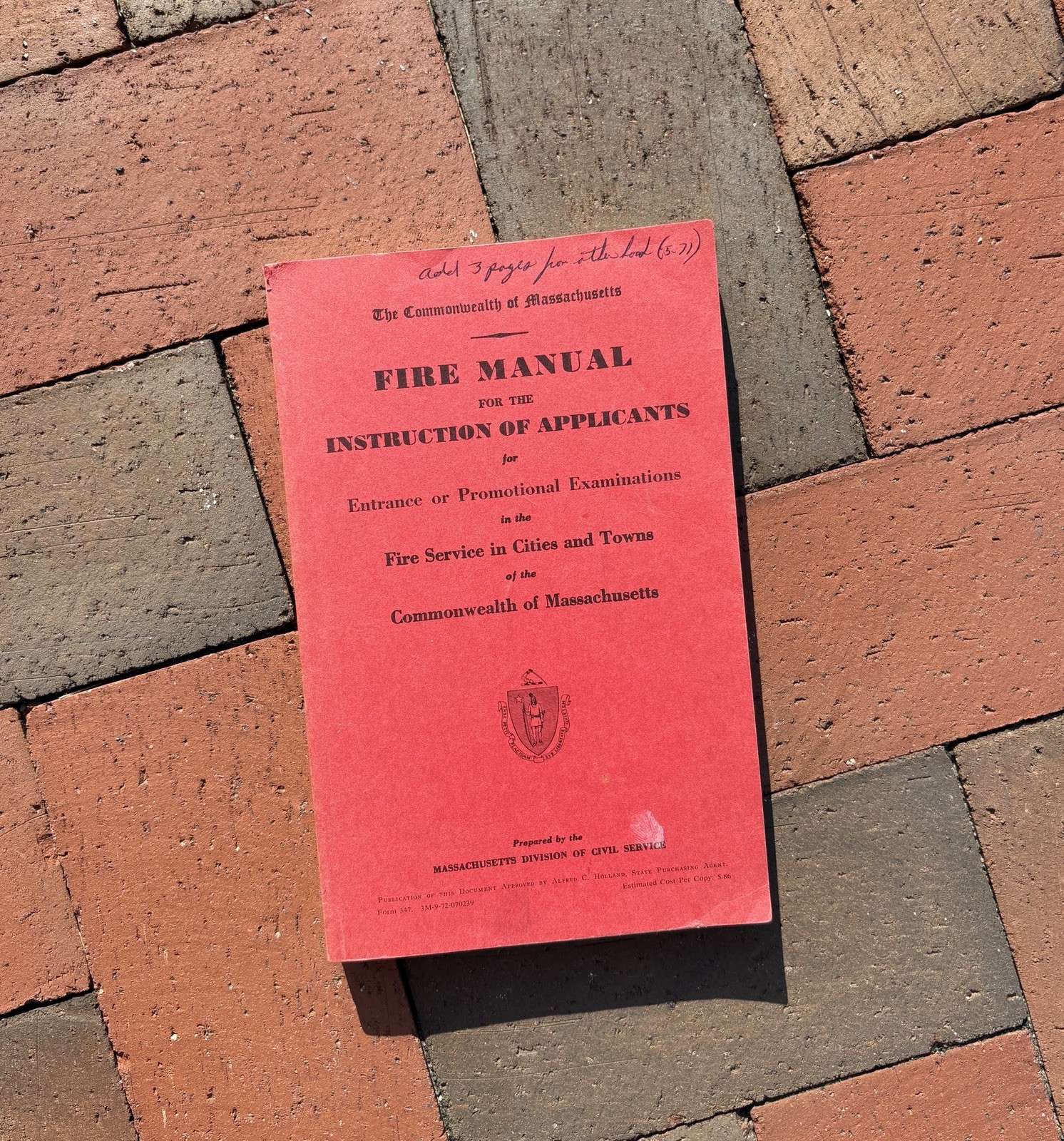 1972 Fire Manual for the Instruction of Applicants Commonwealth of Massachusetts
