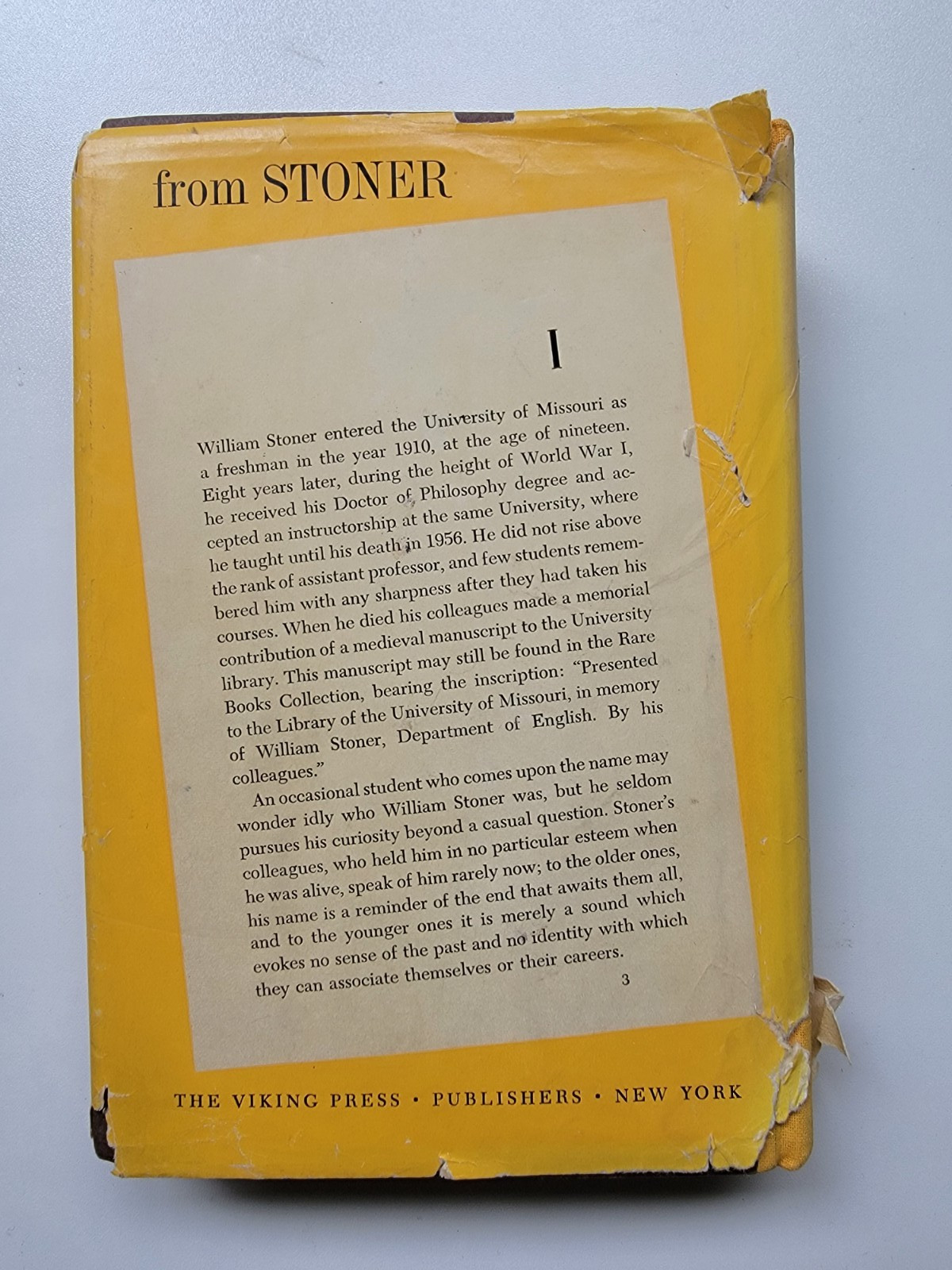 Stoner, John Williams, First Edition, First Printing, Viking, 1965