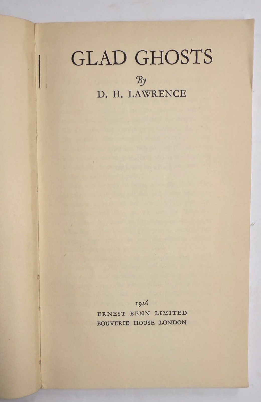 GLAD GHOSTS, D.H. Lawrence. Ernest Benn Limited Edition: 1 of 500 copies 1926
