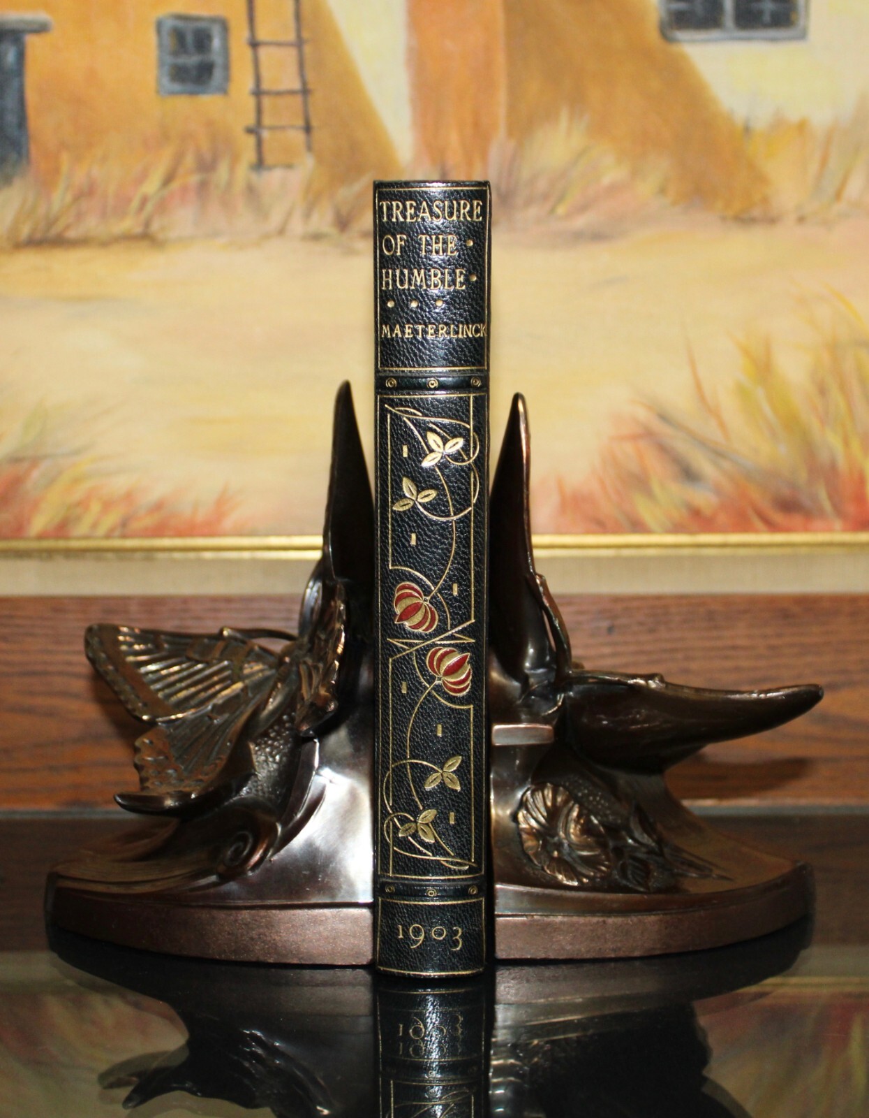 THE TREASURE OF THE HUMBLE 3/4 leather Antique Fine Binding Art Nouveau